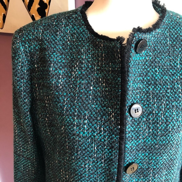 Helene Bergman Cotton Wool Twill green blazer jacket XL botton - Picture 3 of 9